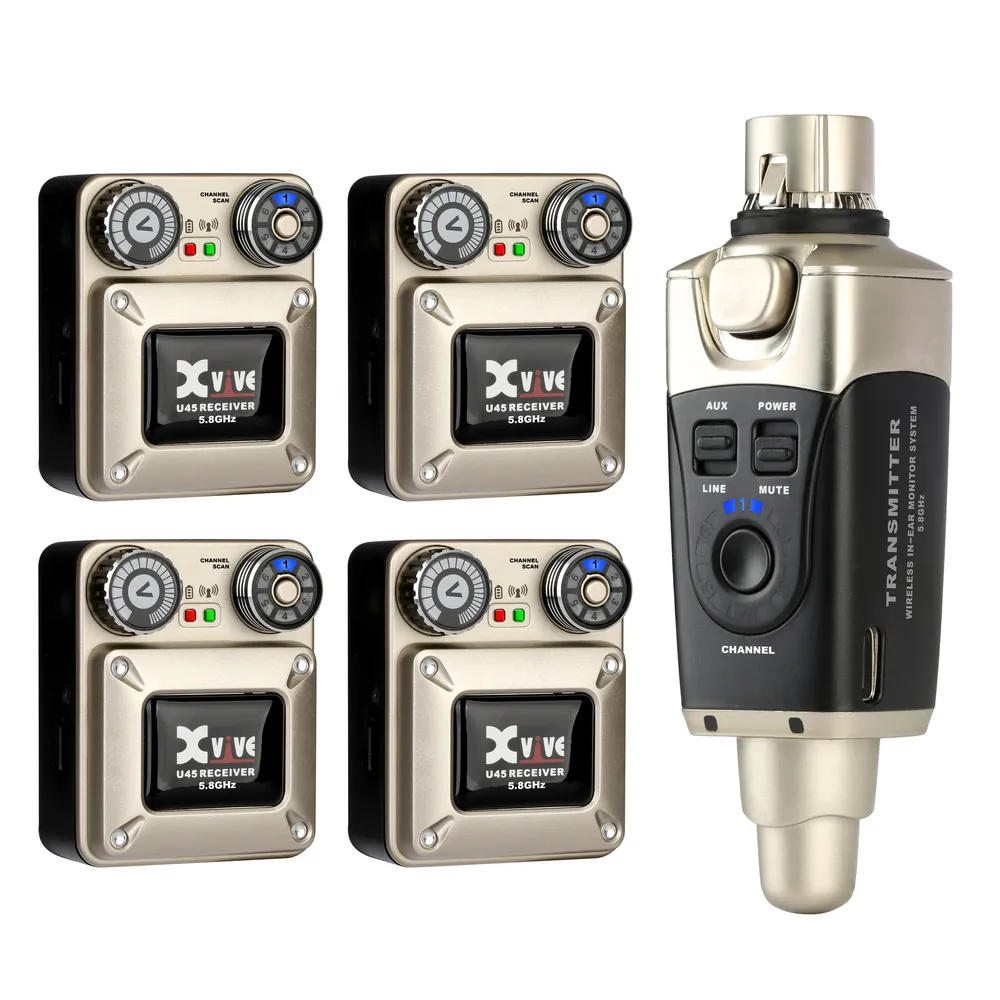 Xvive U45R4 5.8 GHz In-Ear Monitor Wireless System with 4 Receivers