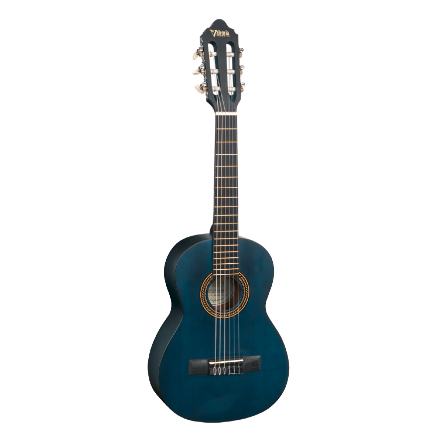 Valencia VC201TBU Classical Guitar - 1/4 Size - Transparent Blue