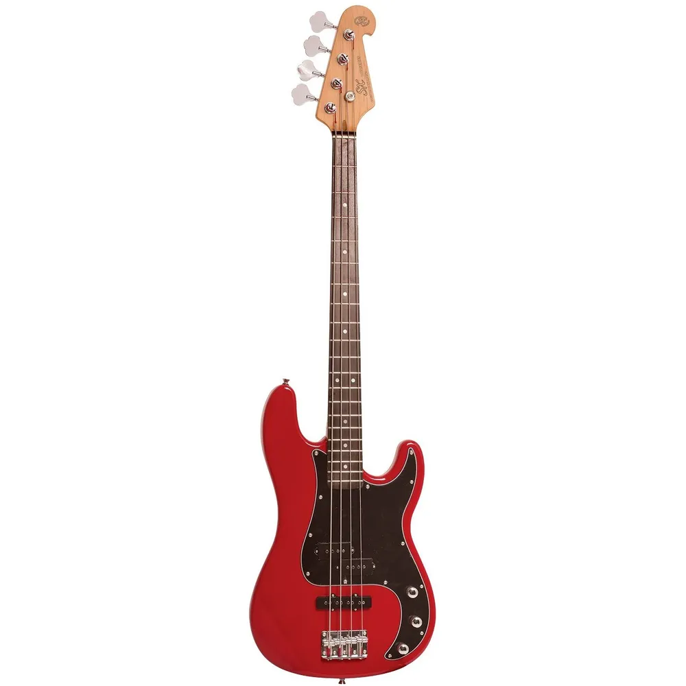 SX Vintage 62 Precision Style Bass Guitar - Fiesta Red