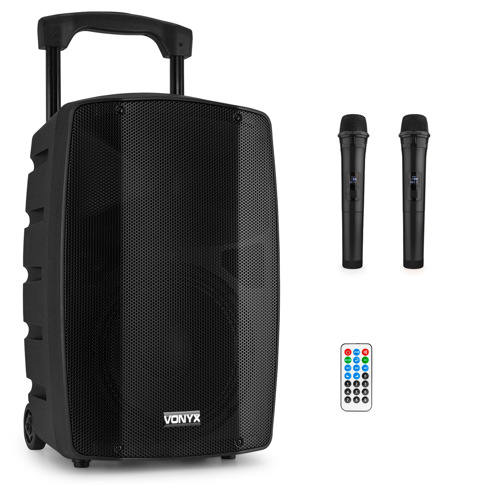 Vonyx VSP200 10 Inch Portable Bluetooth Sound System with 2 Wireless Microphones