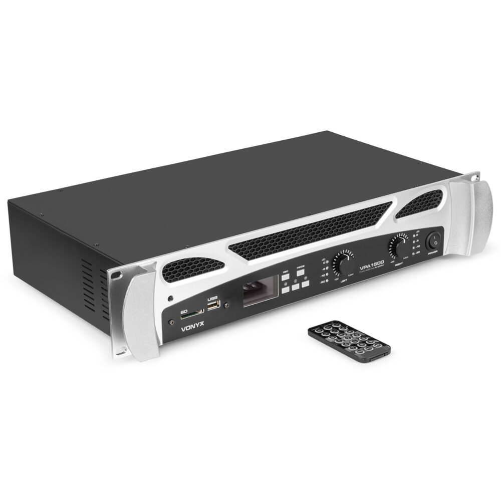 Vonyx VPA1500 PA Amplifier 2 x 750W Media Player with Bluetooth - Image 4