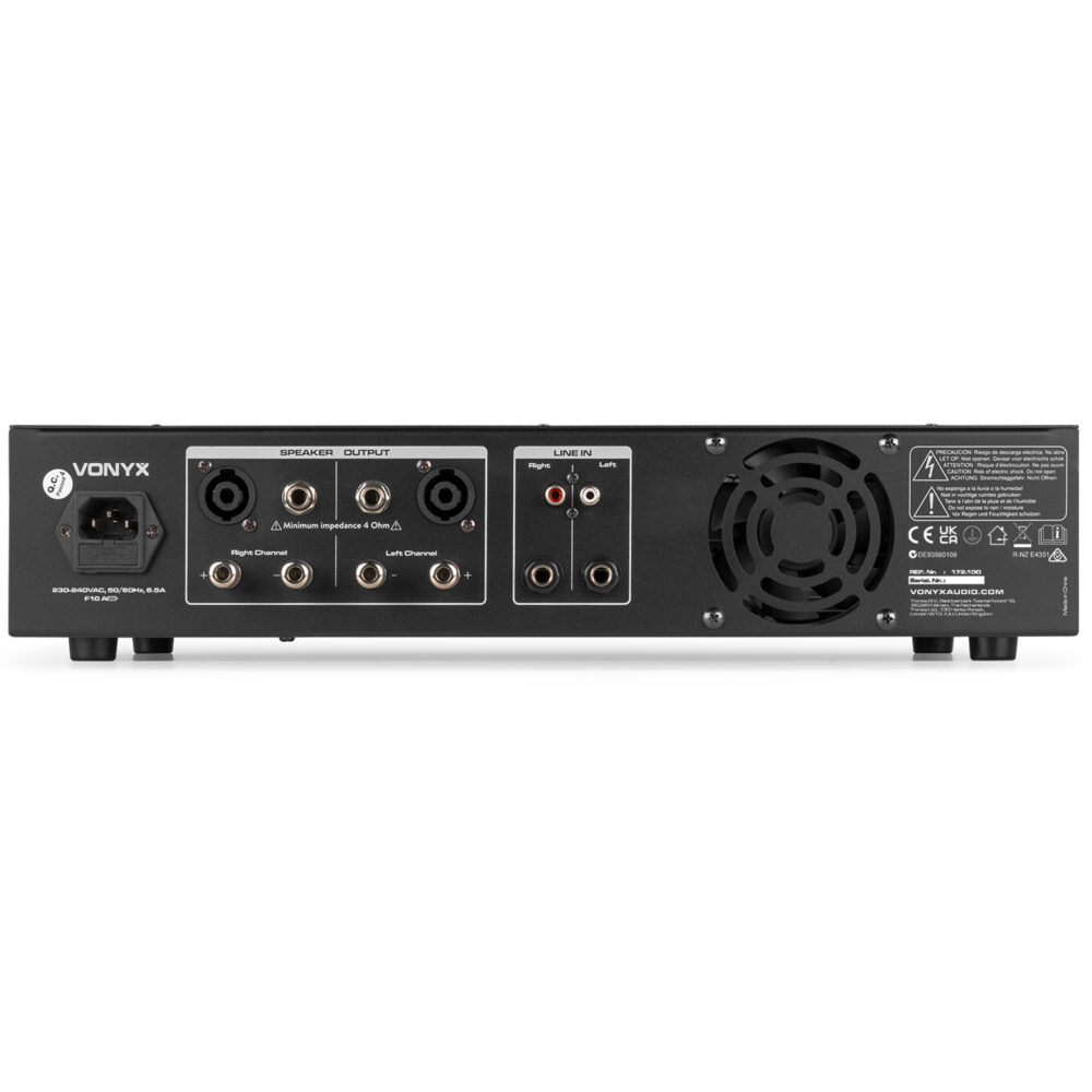 Vonyx VPA1500 PA Amplifier 2 x 750W Media Player with Bluetooth - Image 3