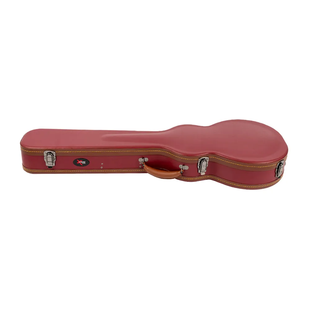 Xtreme XC807C Heavy Duty Les Paul Shaped Guitar Hard Case | Cherry Vinyl