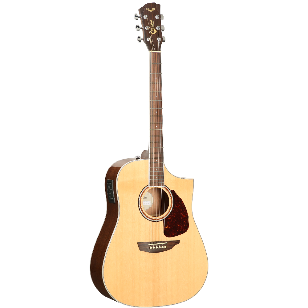 SGW Dreadnought electric acoustic guitar with Florentine cutaway Natural