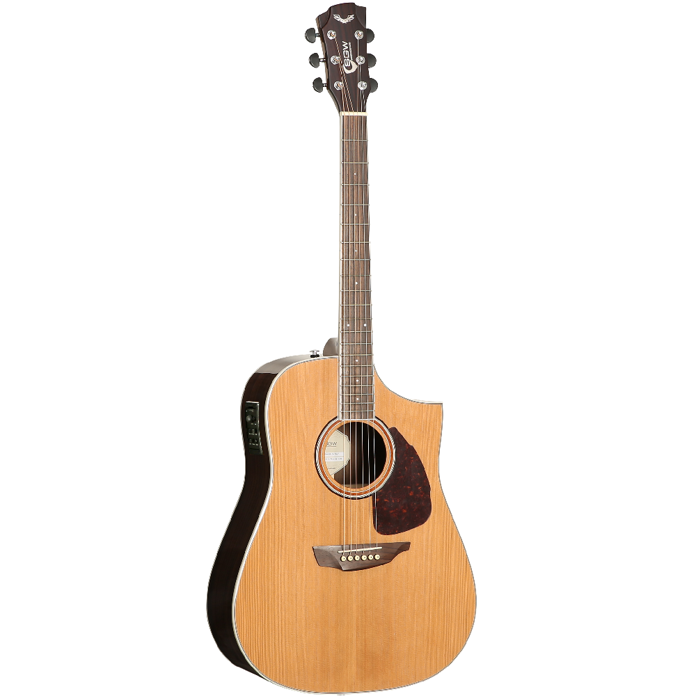 SGW Dreadnought Electric Acoustic Guitar With Florentine Cutaway Natural
