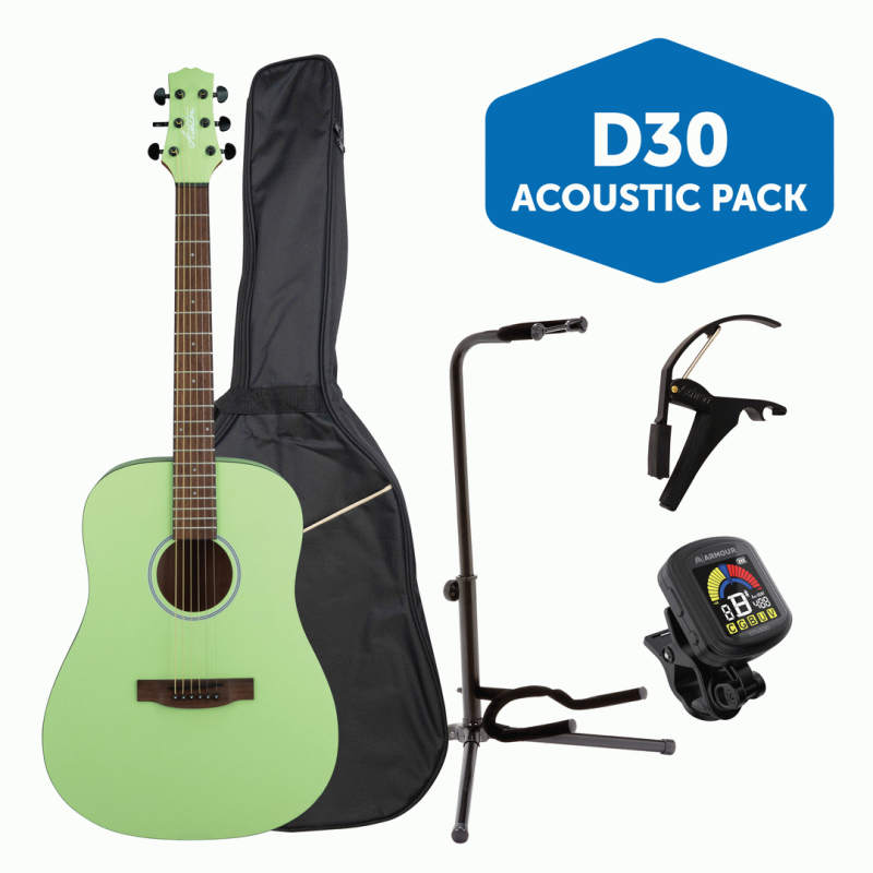 Ashton Spd30Kiwi Green Bundle Acoustic Guitar